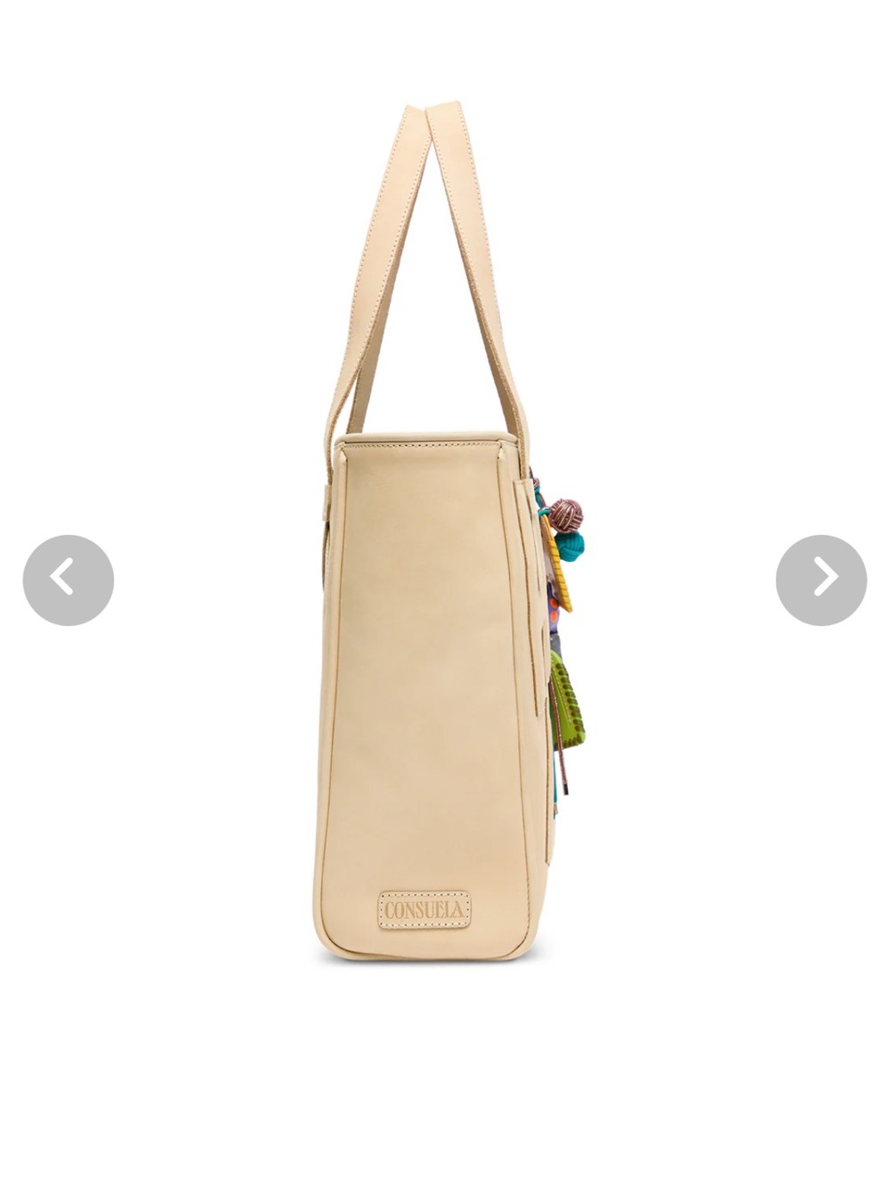 BRAND NEW Consuela Cream Leather Tote with Multicolor Printed Lining - Picture 2 of 3